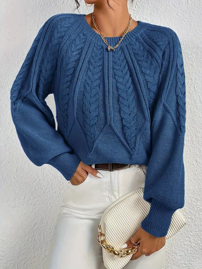 Elettra - Cropped Cable Knit Crew Neck Jumper