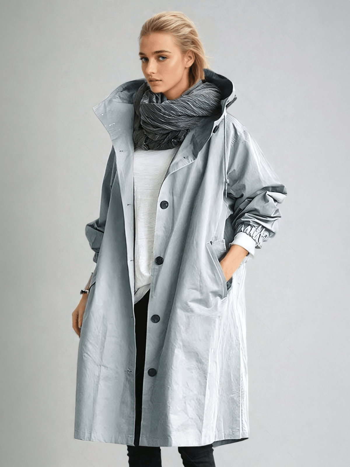 Verity - Oversized Button-Down Longline Trench Coat