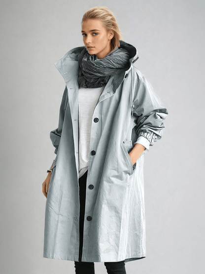 Verity - Oversized Button-Down Longline Trench Coat