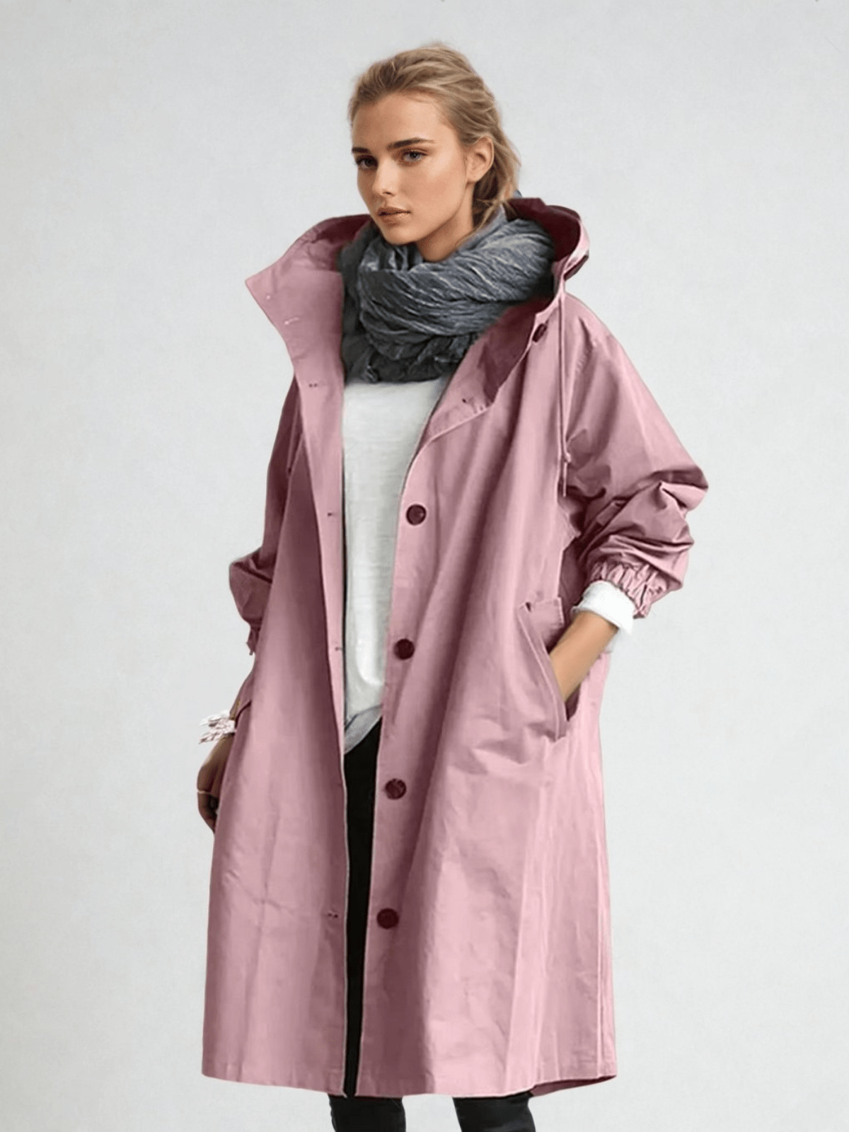 Verity - Oversized Button-Down Longline Trench Coat