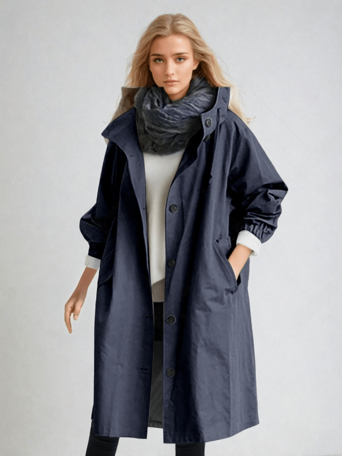 Verity - Oversized Button-Down Longline Trench Coat