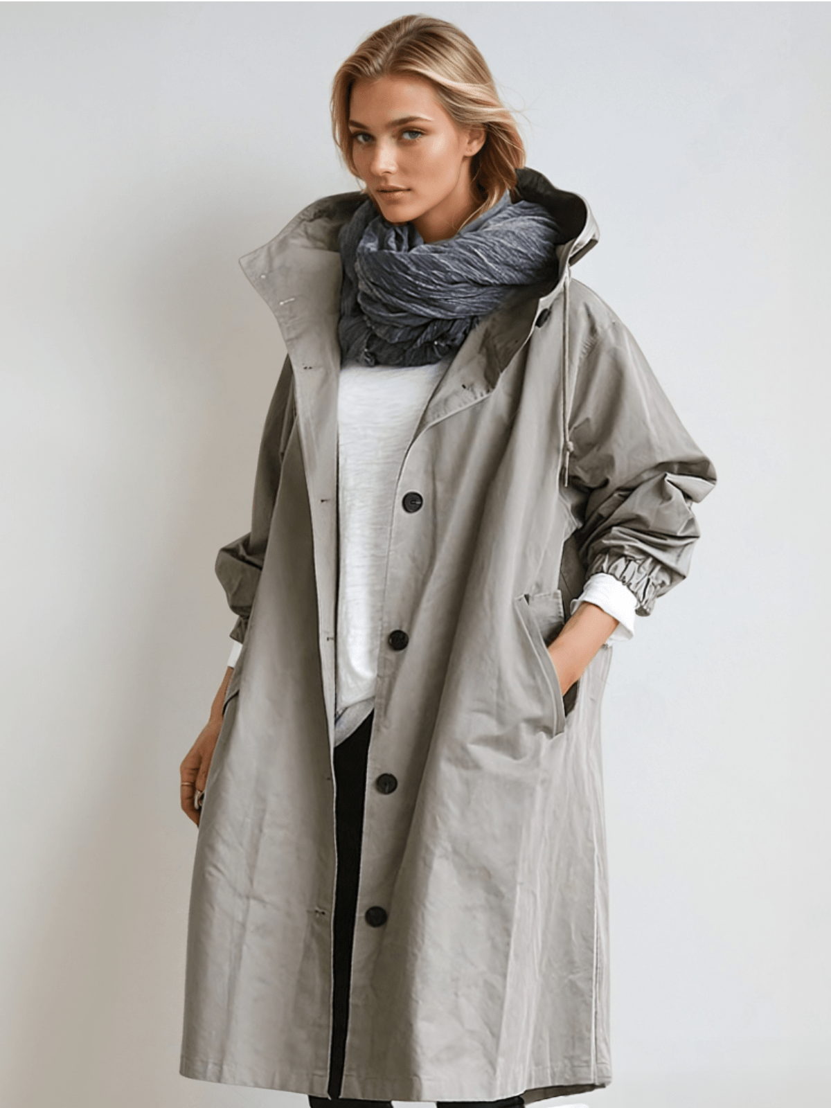 Verity - Oversized Button-Down Longline Trench Coat