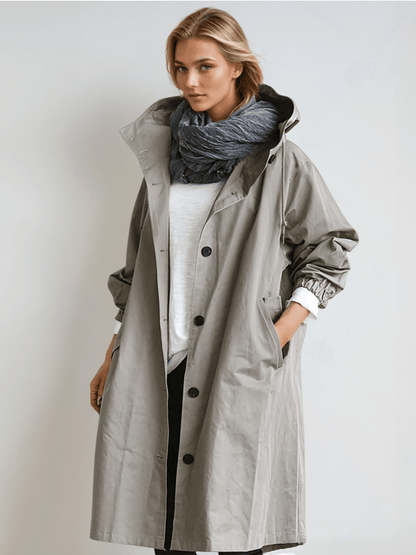 Verity - Oversized Button-Down Longline Trench Coat