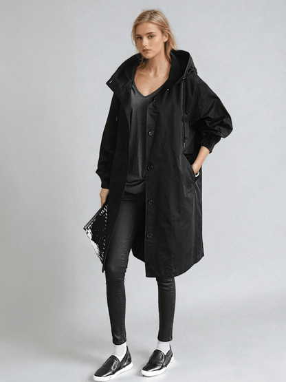 Verity - Oversized Button-Down Longline Trench Coat
