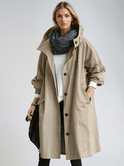 Verity - Oversized Button-Down Longline Trench Coat