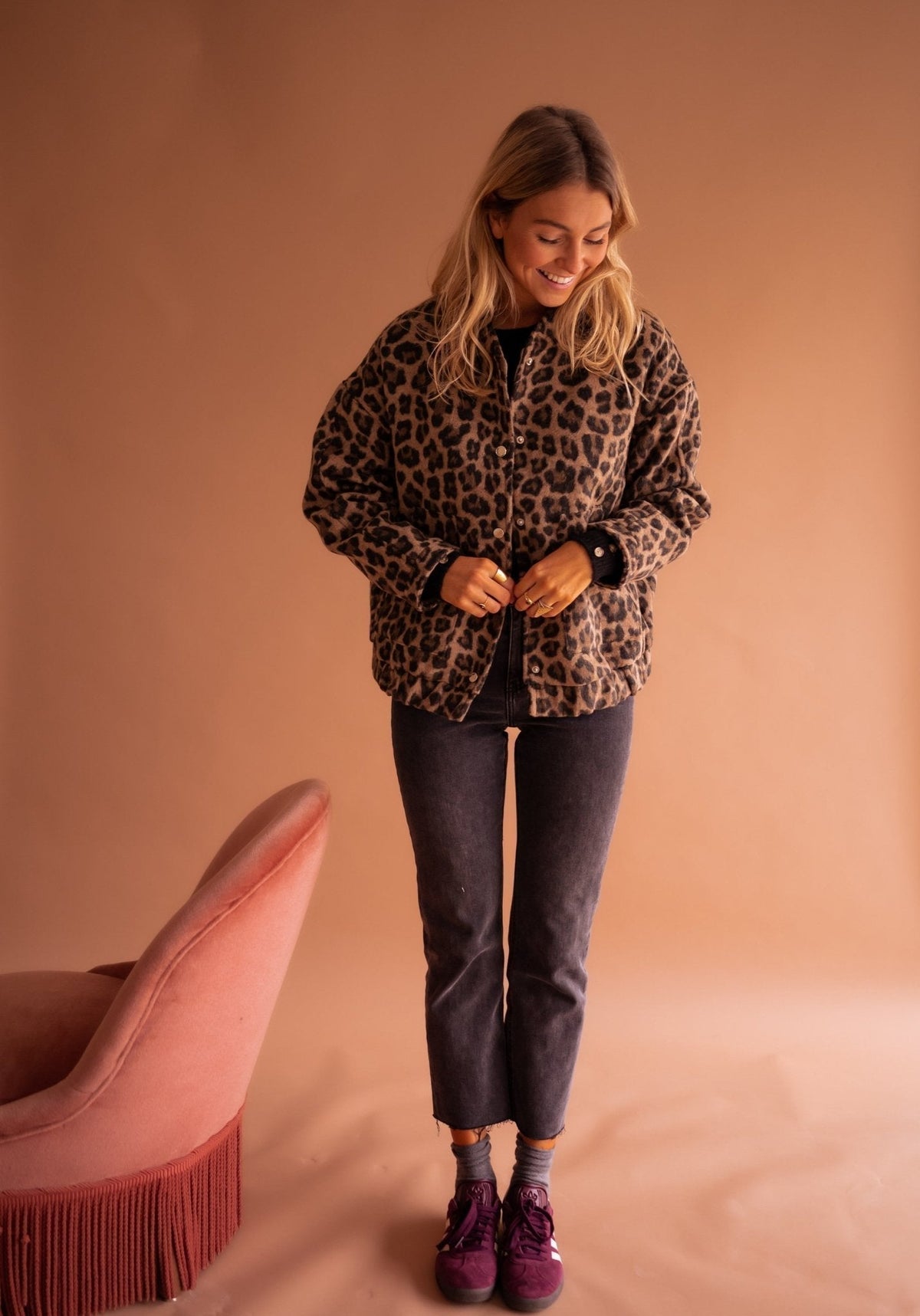 Ysolde - Animal Print Oversized Bomber Jacket