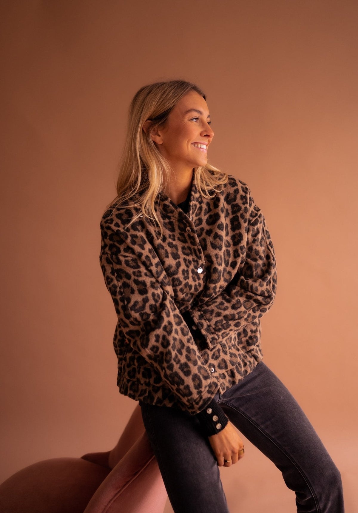 Ysolde - Animal Print Oversized Bomber Jacket