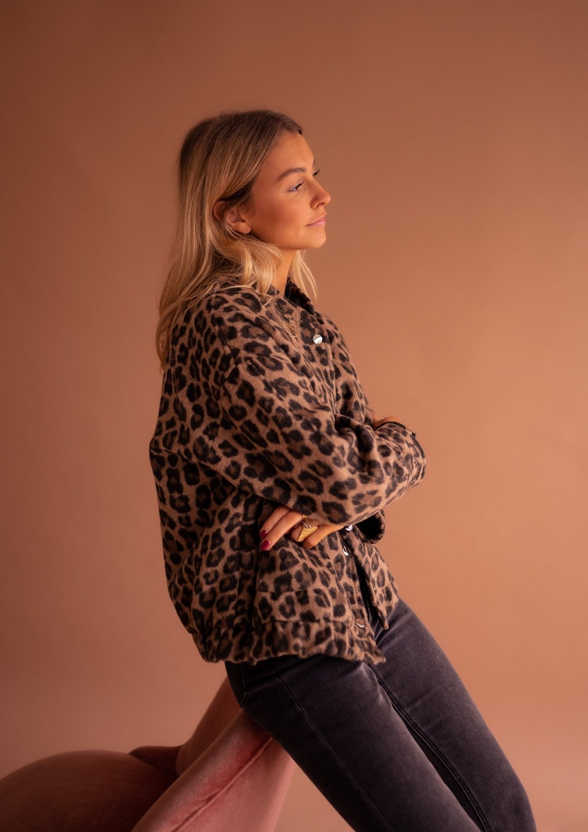 Ysolde - Animal Print Oversized Bomber Jacket