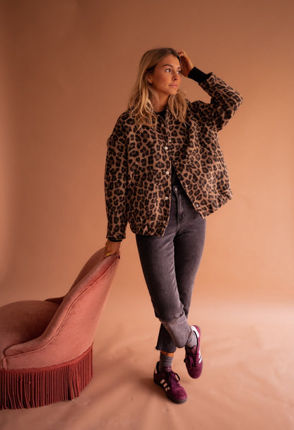 Ysolde - Animal Print Oversized Bomber Jacket