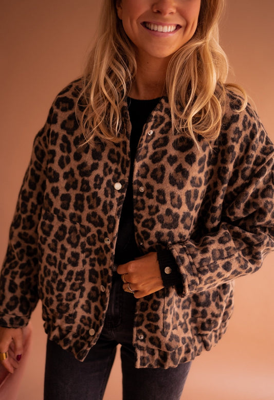 Ysolde - Animal Print Oversized Bomber Jacket