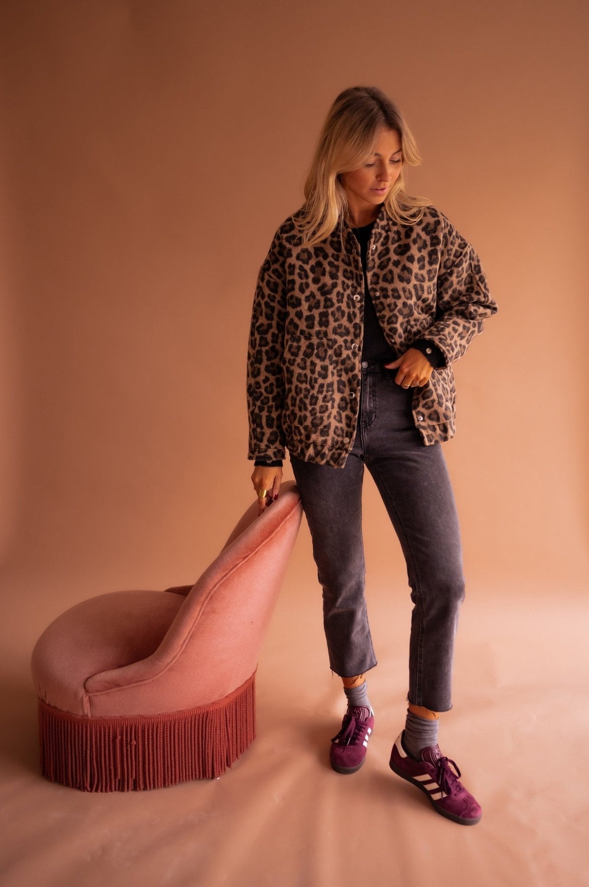 Ysolde - Animal Print Oversized Bomber Jacket