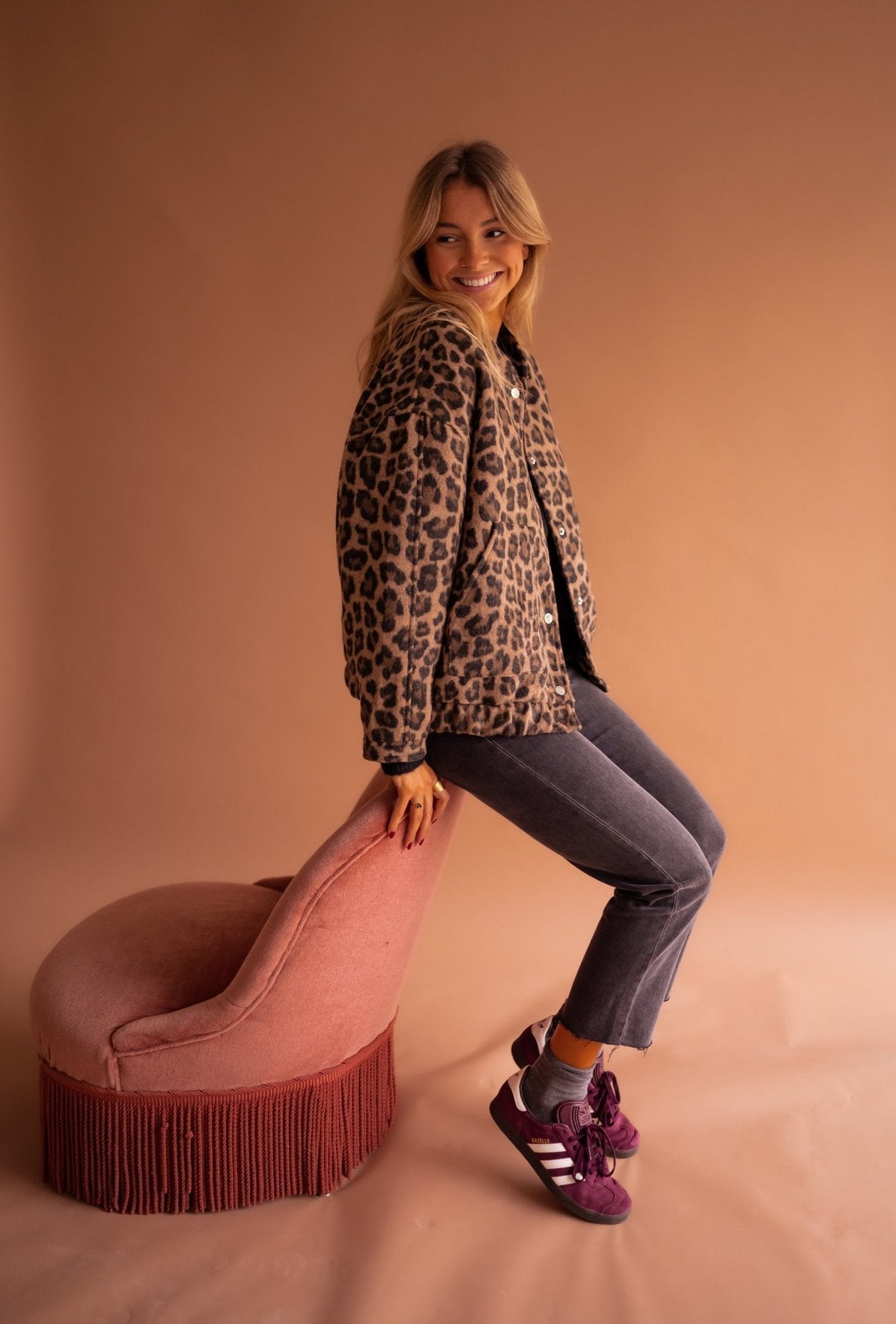Ysolde - Animal Print Oversized Bomber Jacket