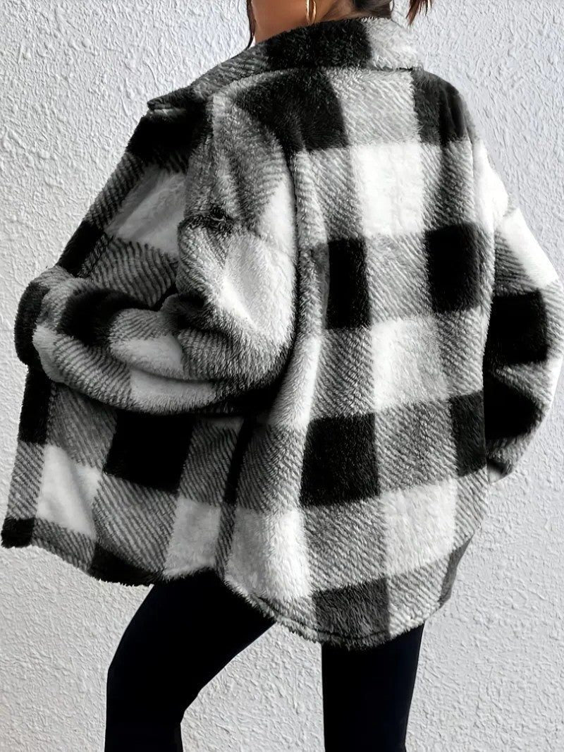 Undine - Oversized Checked Button-Up Jacket