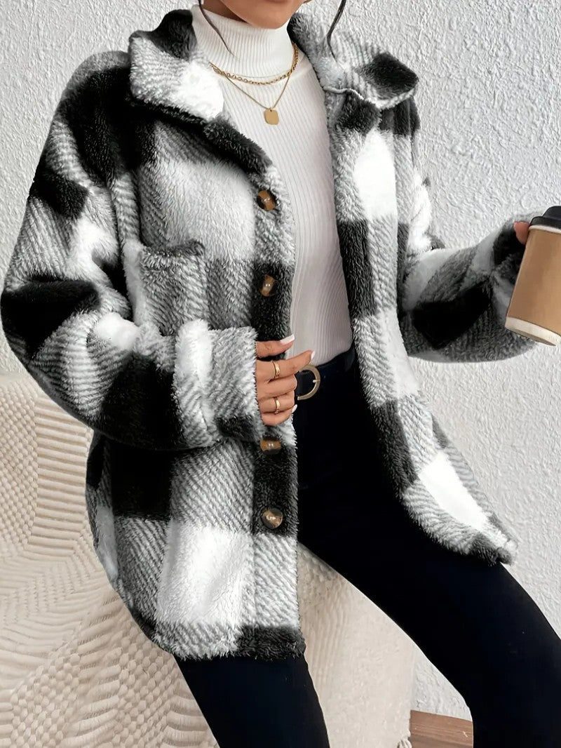 Undine - Oversized Checked Button-Up Jacket