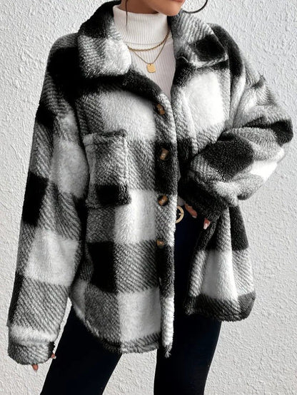 Undine - Oversized Checked Button-Up Jacket