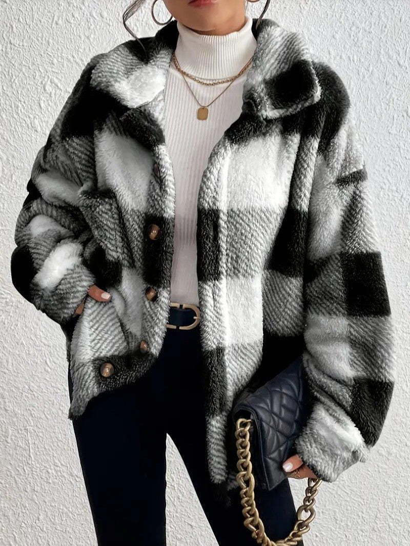 Undine - Oversized Checked Button-Up Jacket