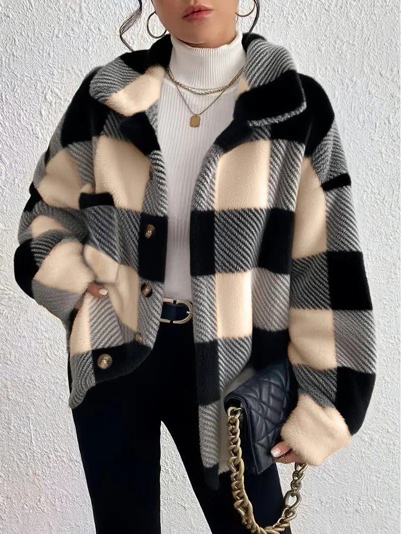 Undine - Oversized Checked Button-Up Jacket