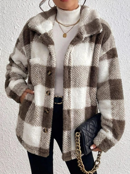 Undine - Oversized Checked Button-Up Jacket