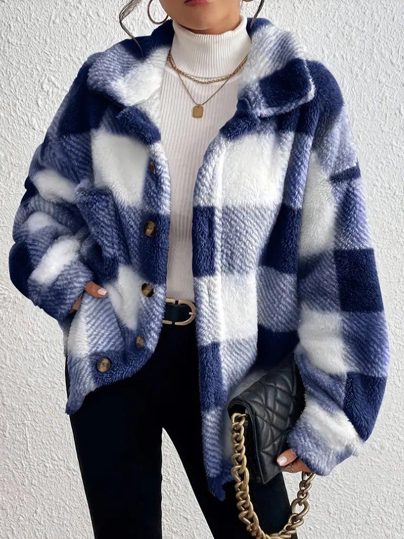 Undine - Oversized Checked Button-Up Jacket