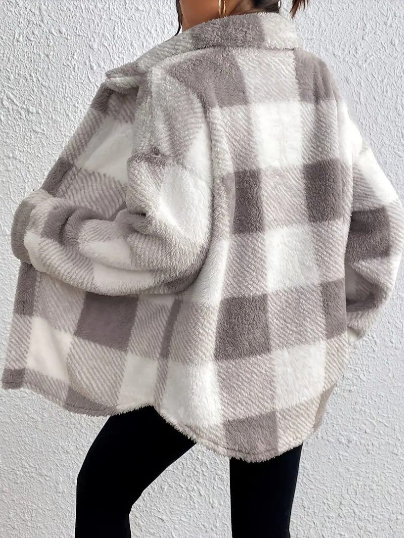 Undine - Oversized Checked Button-Up Jacket