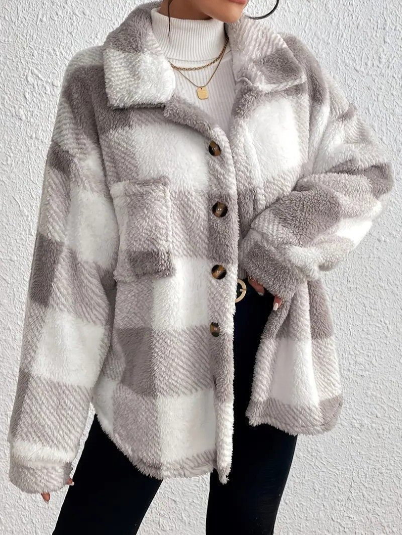 Undine - Oversized Checked Button-Up Jacket