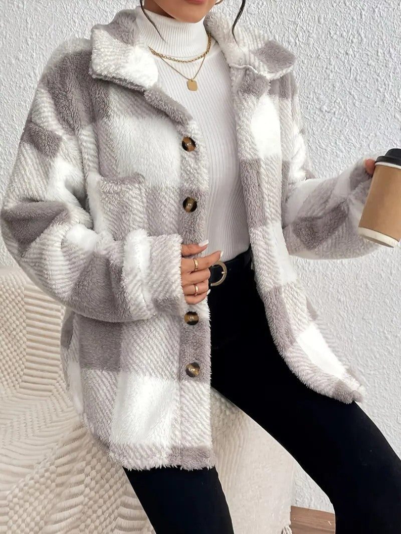 Undine - Oversized Checked Button-Up Jacket