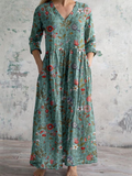 Meadow | Women's Boho Cotton Floral V-Neck Pocket Maxi