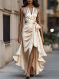 Megan | Wrap Halter Midi Dress