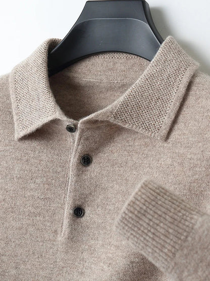 Rowan - Long Sleeve Sweater Polo with Button Placket