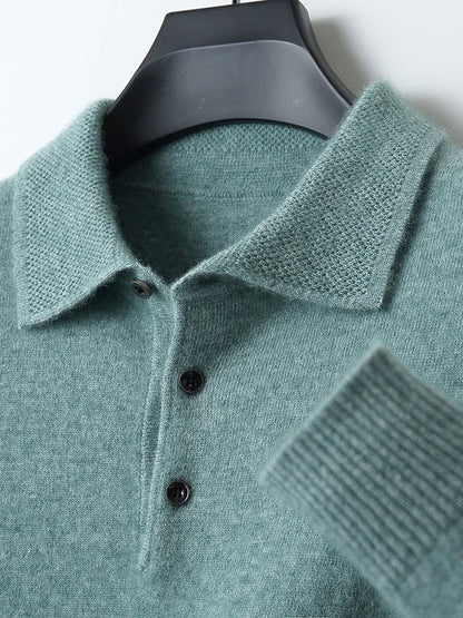 Rowan - Long Sleeve Sweater Polo with Button Placket