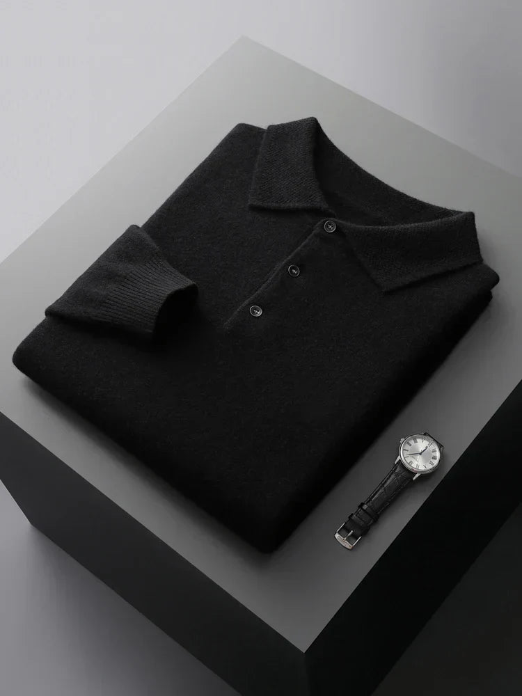 Rowan - Long Sleeve Sweater Polo with Button Placket