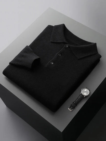 Rowan - Long Sleeve Sweater Polo with Button Placket