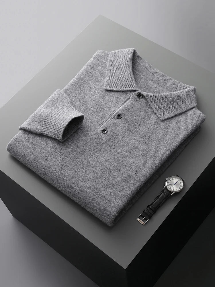 Rowan - Long Sleeve Sweater Polo with Button Placket