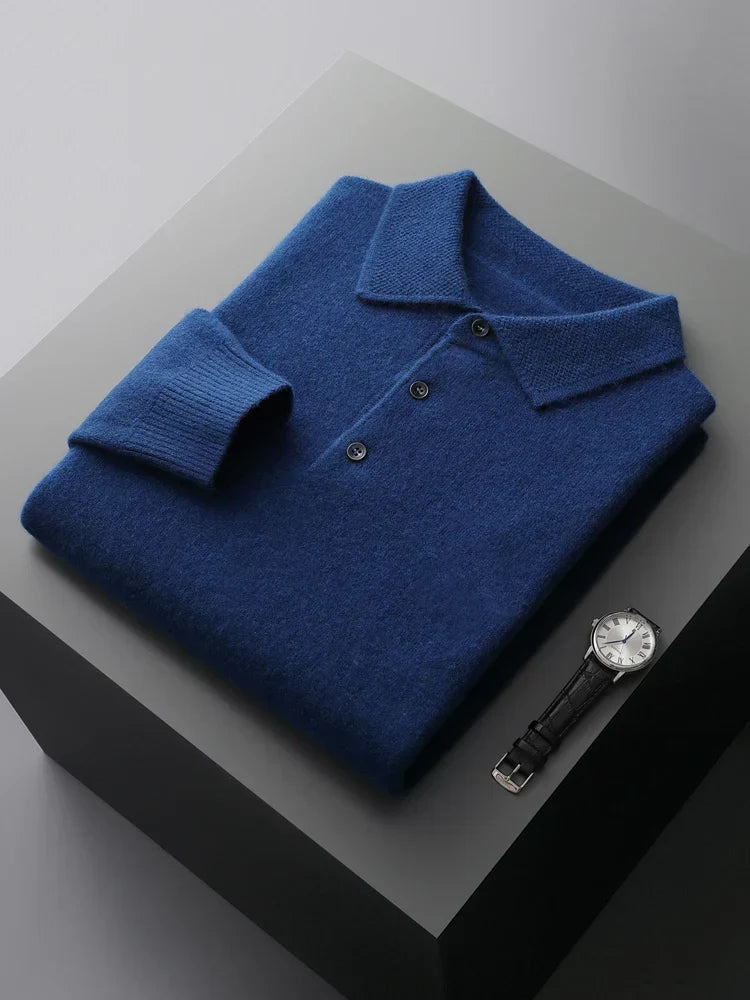 Rowan - Long Sleeve Sweater Polo with Button Placket