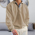 Cyprian | Half Zip Polo Sweater with Patchwork Chest Detail