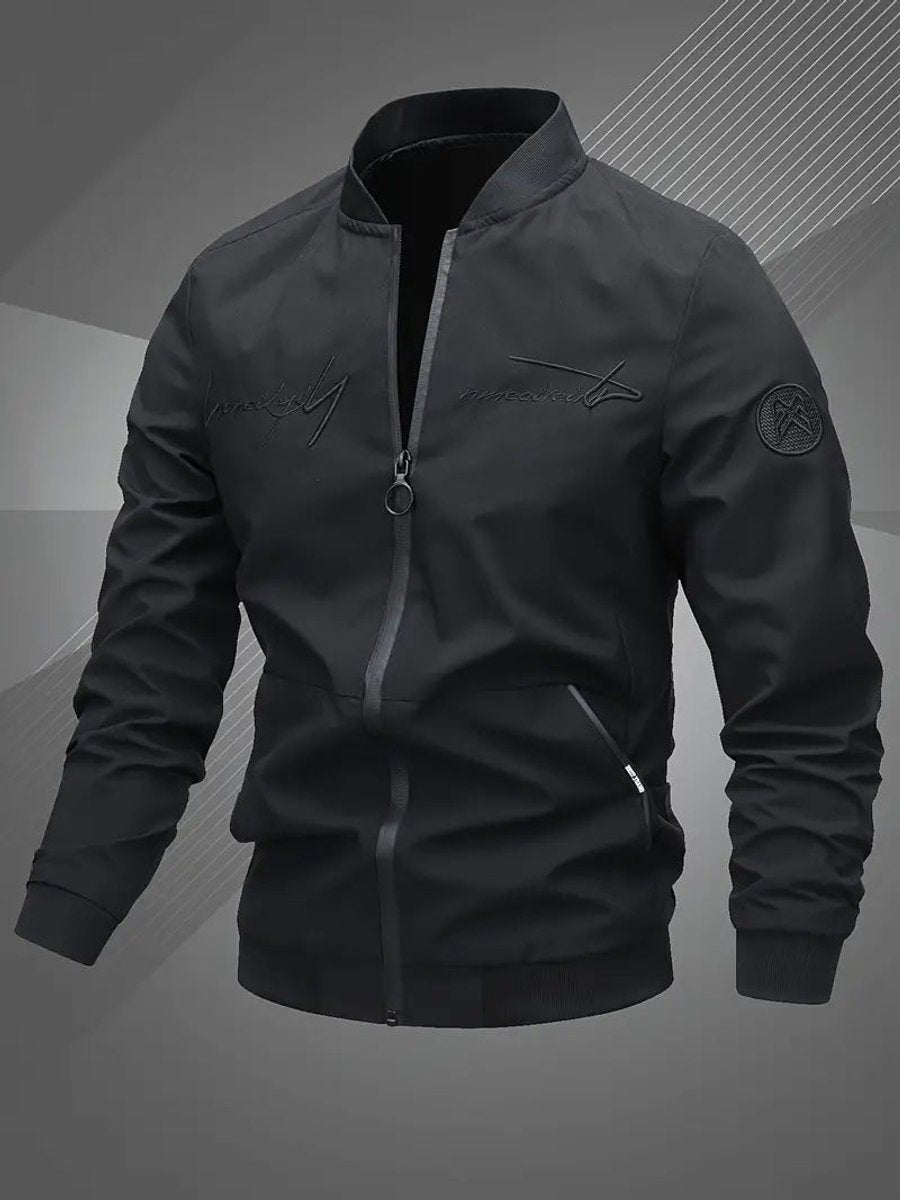 Zip-up bomber jacket for men - black