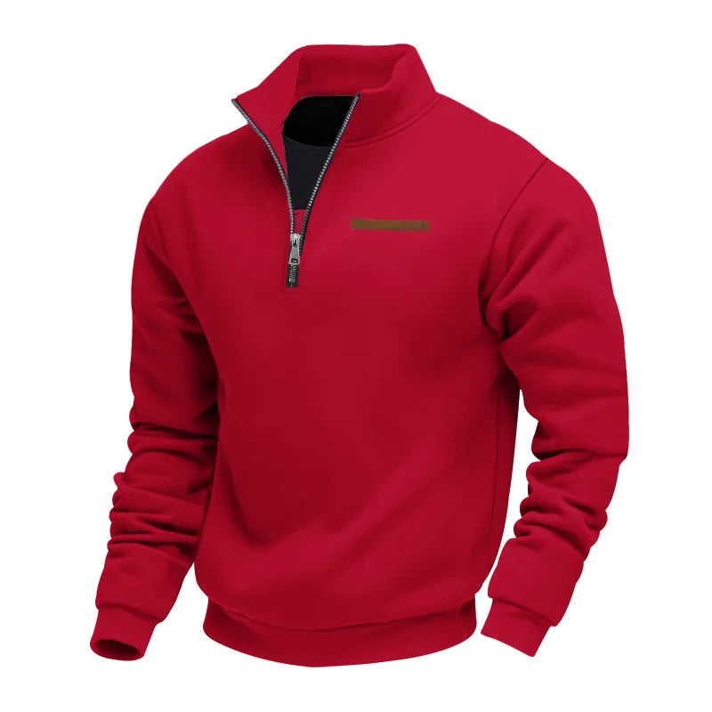mens-fleece-pullover-sweater-with-quarter-zip-and-stand-collar-4