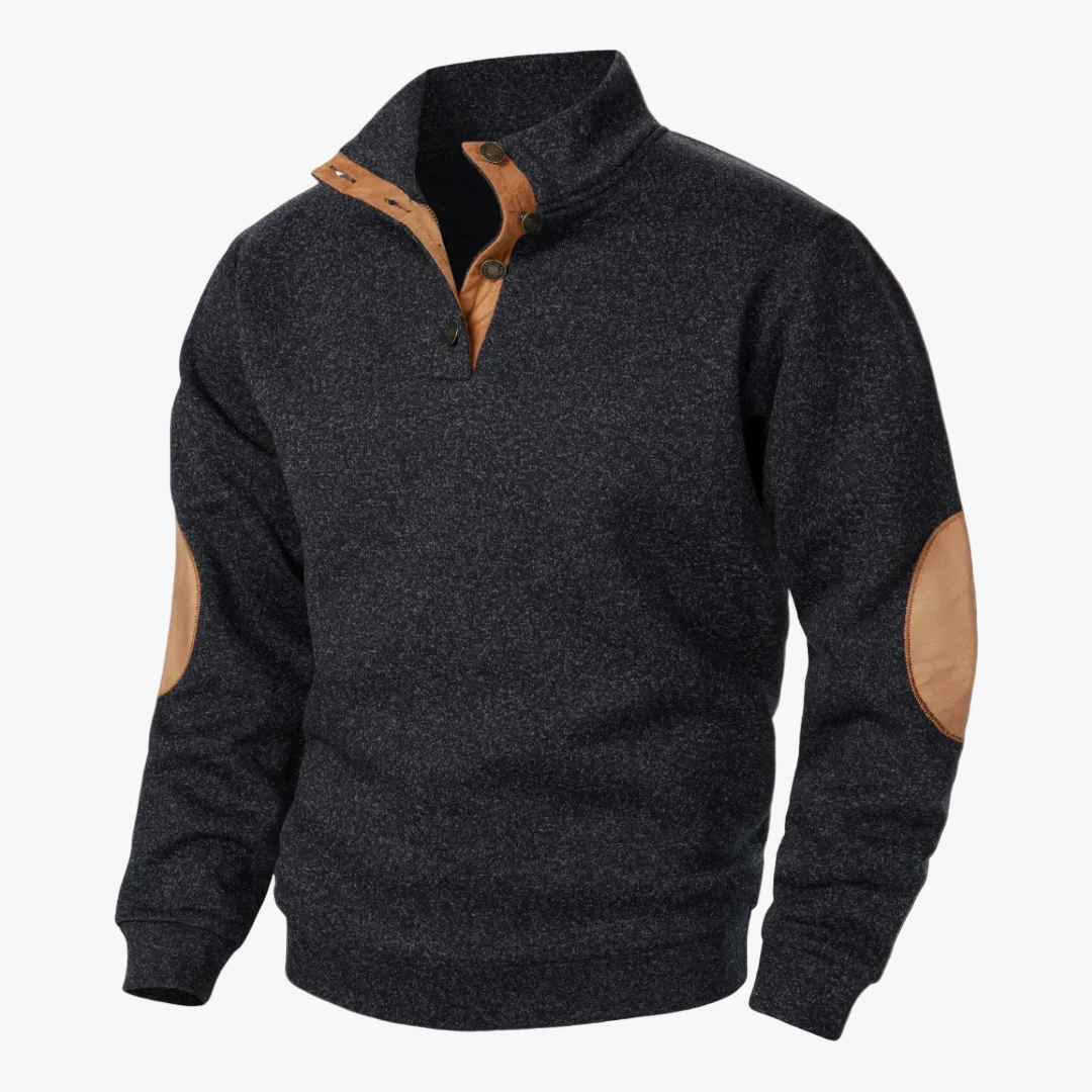 mens-heathered-knit-sweater-with-stand-collar-and-elbow-patches-1