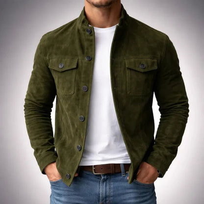 Suede button-front jacket for men - green