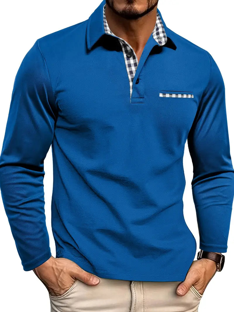mens-knit-polo-shirt-with-button-placket-and-plaid-trim-6