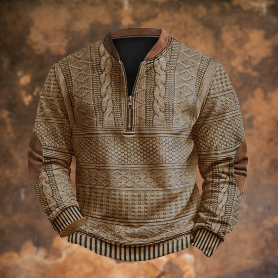 mens-knit-pullover-sweater-with-quarter-zip-and-elbow-patches-4