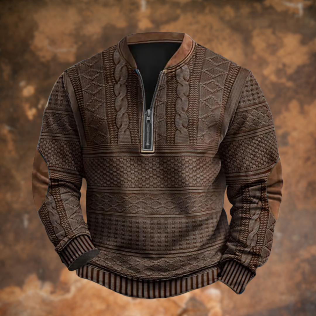 mens-knit-pullover-sweater-with-quarter-zip-and-elbow-patches-5