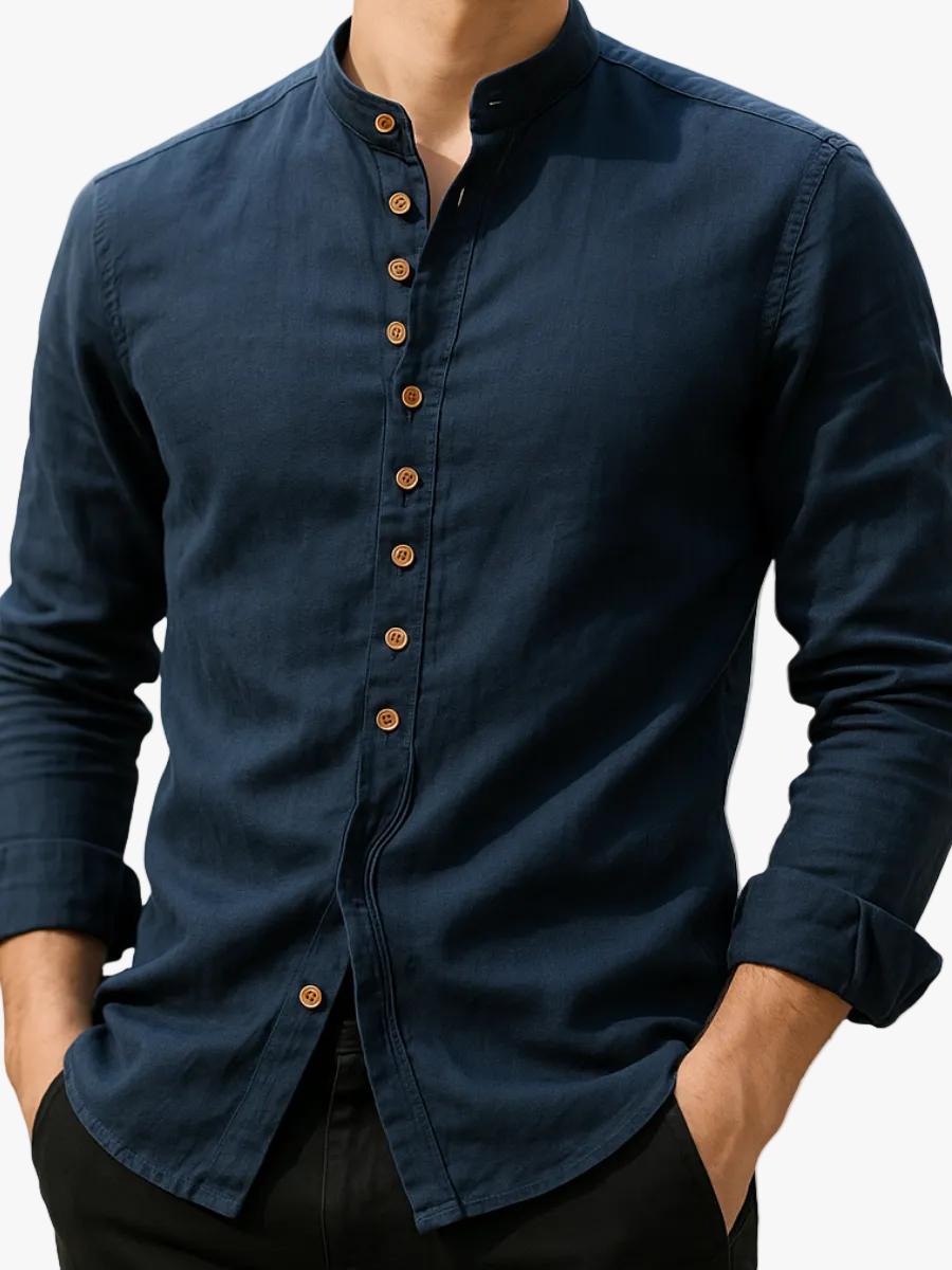 mens-linen-blend-woven-shirt-with-band-collar-and-button-placket-1