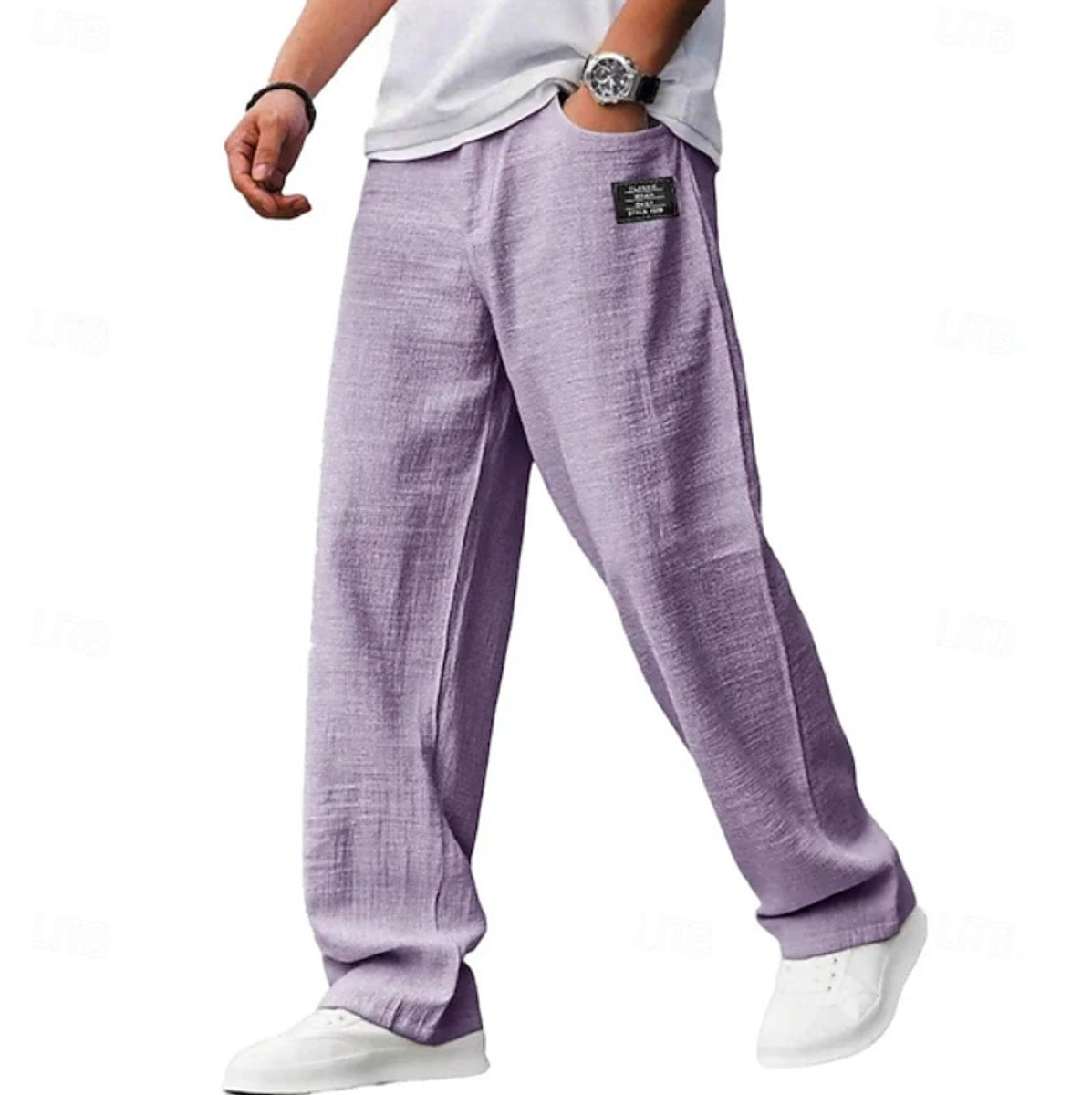 Wide leg jeans for men with relaxed fit - purple