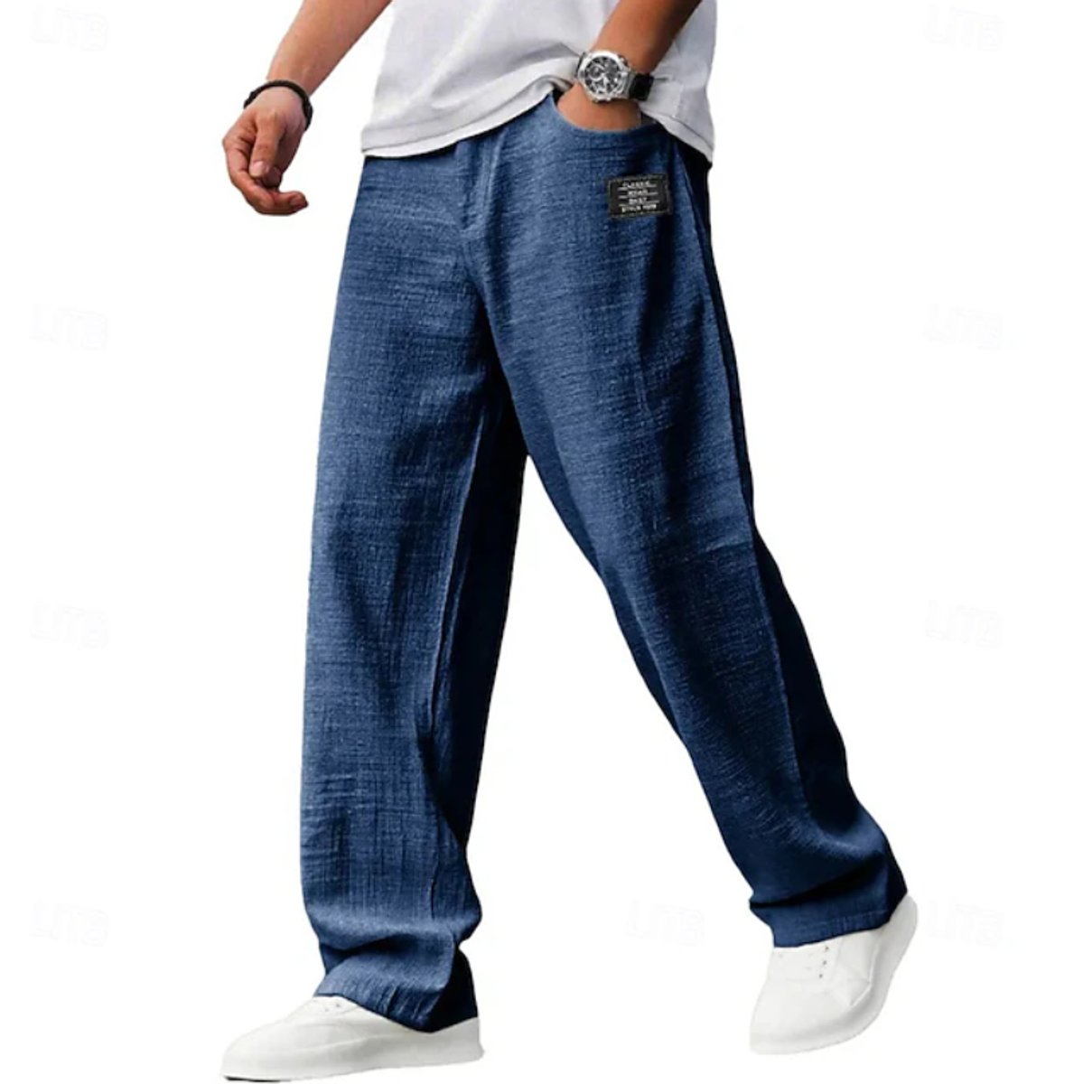 Wide leg jeans for men with relaxed fit - navy blue