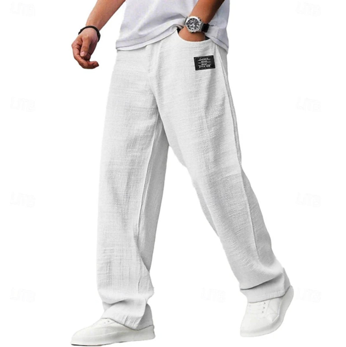 Wide leg jeans for men with relaxed fit - white