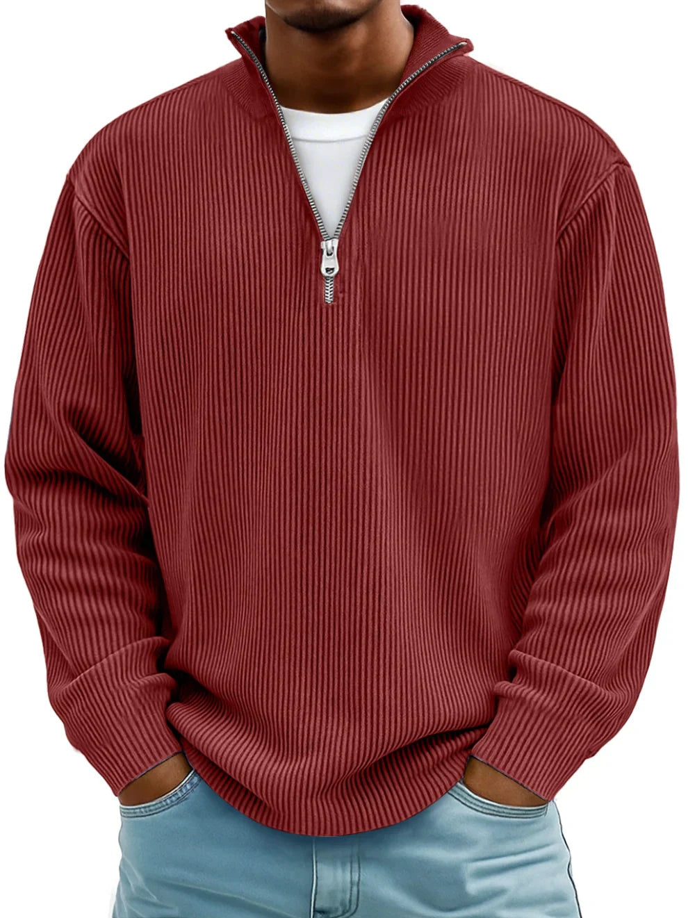mens-ribbed-knit-pullover-sweater-with-quarter-zip-and-stand-collar-11