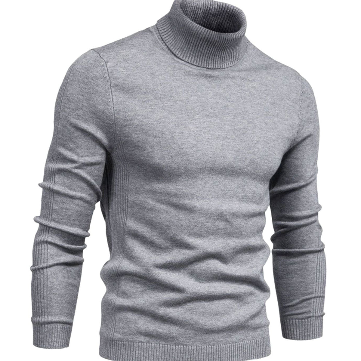Slim Fit Turtleneck Knit Sweater for Men - gray