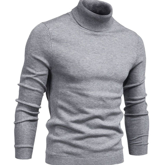 Slim Fit Turtleneck Knit Sweater for Men - gray