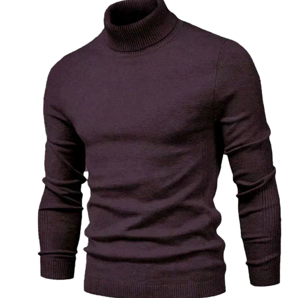 Slim Fit Turtleneck Knit Sweater for Men - burgundy